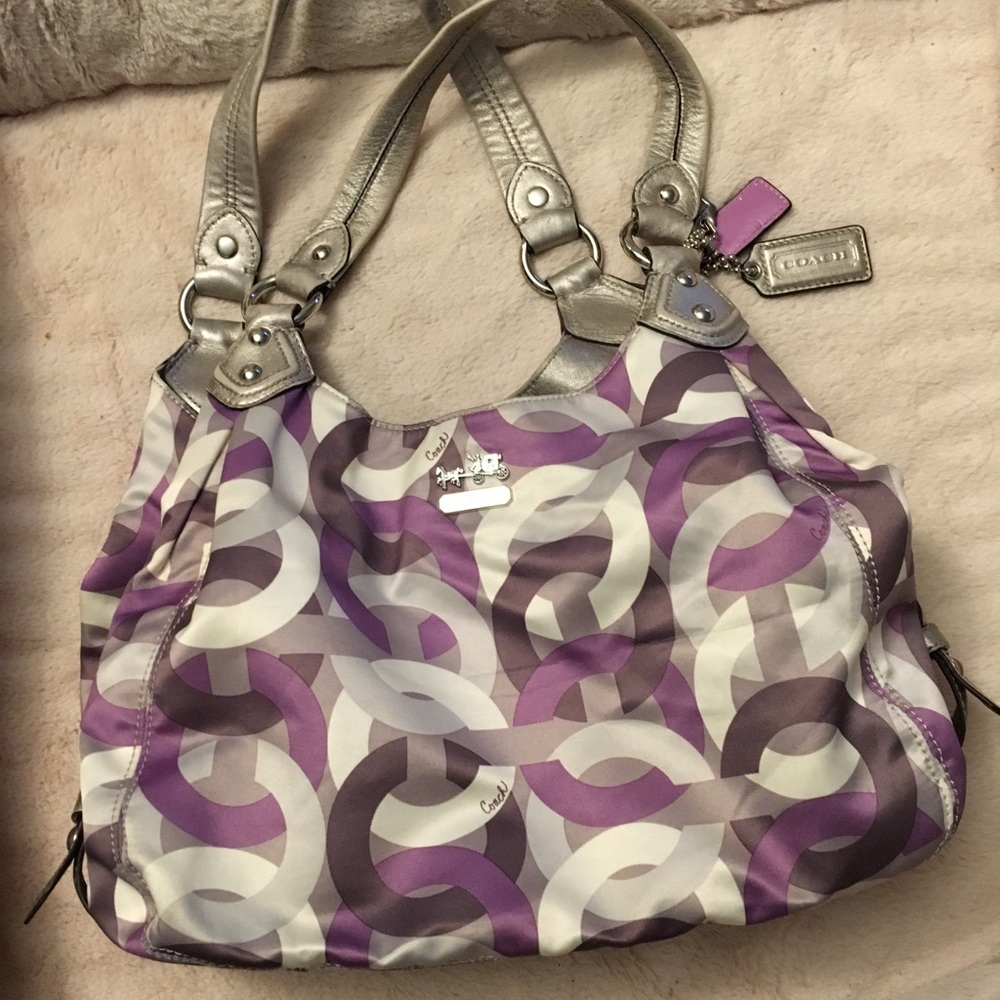 Coach purple and silver shoulder bag.